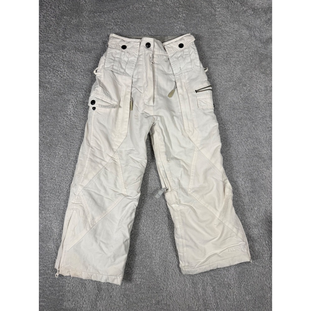 Pulse Snow Pants Youth Small Off-White Good Insulated Cargo Ski Snowboard Gear